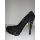 DECOLLETE' LE SILLA STRASS VELOUR NERO ORO DONNA SHOES WOMAN