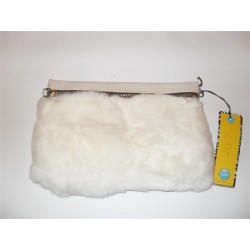 BORSA GABS POCHETTE KELLA IN PELLE E LAPIN BIANCO M 