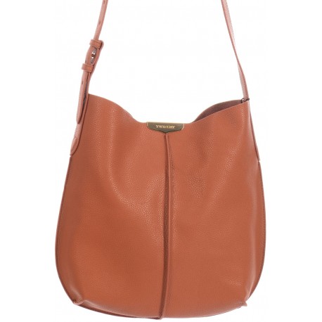 TWIN SET BORSA A TRACOLLA A TAGLIO VIVO IN PELLE COLORE CUOIO