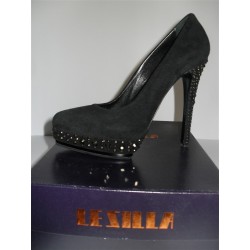 DECOLLETE' LE SILLA STRASS VELOUR NERO ORO DONNA SHOES WOMAN