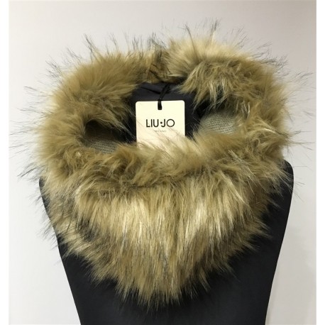 LIU JO COLLO DOUBLE MAGLIA FAKEFUR CAMMELLO