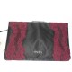 BORSA LIU JO POCHETTE MINAUDIERE MAGENTA IN TESSUTO NERO CON PIZZO BORDEAUX