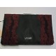 BORSA LIU JO POCHETTE MINAUDIERE MAGENTA IN TESSUTO NERO CON PIZZO BORDEAUX