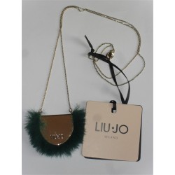 COLLANA LIU JO IN METALLO E ECO PELLICCIA FAKE FUR VERDE