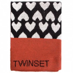 TWINSET SCIARPA DONNA STOLA IN MAGLIA JACQUARD CON CUORI BRUCIATO