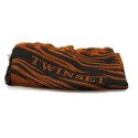 TWINSET SCIARPA DONNA JACQUARD TIGRE NERO E TERRA