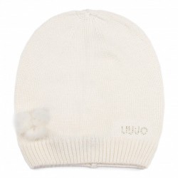 LIU JO CAPPELLO DONNA IN MAGLIA BEANIE CON POMPON GESSO