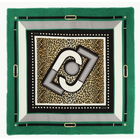 LIU JO SCIARPA FOULARD DONNA STAMPA ANIMALIER VERDE