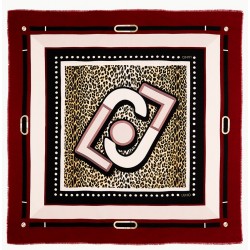 LIU JO SCIARPA FOULARD DONNA STAMPA ANIMALIER DARK RED