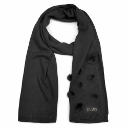 LIU JO SCIARPA DONNA IN MAGLIA CON POMPON NERO