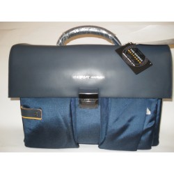 THE BRIDGE WAYFARER CARTELLA IN NYLON E PELLE BLU